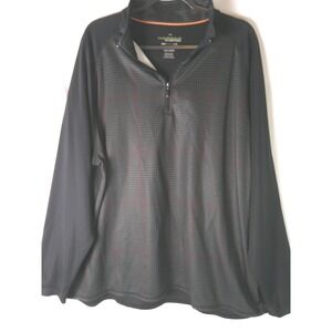 Haggar In Motion Mens XXL Black Plaid Golf Pullover 1/4 Zip‎ Natural Stretch